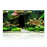 ECVUKQ Aquarium Poster, 90x40 cm Aquarium Rückwand Hintergrund Folie Selbstklebende Unterwasser Aquarien Fotorückwand Dekorationen Wasser Gras Aquaristik Rückwände Rückwandfolie für Terrarium