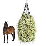 Heunetz für Pferde, 85x84cm Heunetz Engmaschig-Rundballen, Beutel mit Langsamer Fütterung für Pferde, Gesundheit Fördern für Pferde, Ziegen, Schafe (Schwarz)
