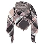 EUBUY Dreieckstuch für Damen, Winter-Dreieckstuch für Damen, klassisch, kariert, warm, weich, Wickelschal