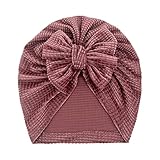 Fleece Mädchen Baby Mütze Bowknot Solide Kleinkind Infant Turban Mütze Gummibänder Babypflege Leuchtende Mütze Kinder (C, One Size)