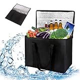 Kühltasche Groß Faltbar,35L Thermotasche Picknicktasche Kühltasche Gross Auto Eistasche,Lunch Tasche,Kühlbox für Picknick (schwarz)