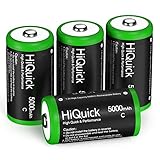 HiQuick Baby C Akku, NI-MH wiederaufladbare C Akku, Hohe Kapazität 5000mAh, 1200 Zyklen Aufladen, 1.2V Typ C Batterie (4er Pack)