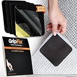 GripFix® Teppich Antirutschunterlage – STARKER Halt OHNE RÜCKSTÄNDE – MEHR Sicherheit IM Alltag – Waschbare & Wiederverwendbare Pads (4 Set, Schwarz)