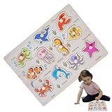 Alphabet-Puzzle, Zahlenform, Feinmotorik, Lernen, Holzpuzzles – pädagogische Stecktafel, Steckpuzzles für Kinder, Jungen, Mädchen