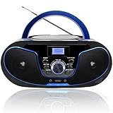 Tragbar CD Player Boombox Bluetooth - mit UKW Radio, USB Eingang & AUX & Kopfhörern Ports, 2 x 2 Watt RMS Stereoanlage (LP-D02)