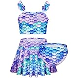 AYBUY Mädchen Bikini Set 3pcs Kinder, Badeanzug Tankini mit Rock Bademode, Bustier Bikinislip Badeanzug für Mädchen, Kinder, Jugendliche (110)