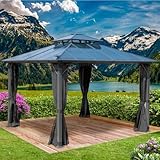 BRAST® Pavillon Aluminium Pagode 3,5x3,5m | viele Modelle & Farben | inkl. Moskitonetz | festes Dach | wasserdicht | stabil | UV-Schutz | Dunkelgrau