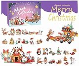 LIHAO Adventskalender 2024 Kinder Weihnachtskalender 24 Klemmbausteine Weihnachtsmann Weihnachtsbaum Elch Figuren Weihnachten Adventkalender Basteln für Kinder Mädchen Jungen