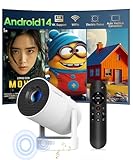Mini Beamer 4K Unterstützt Android 14, Smart Projector Elektrisch Fokus 5G WiFi 6 BT 5.0, Mini Tragbar Projektor Full HD 1080P Unterstützt 260ANSI Auto Horizontal Trapezoid Correction