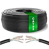 Mr. Tronic 50m Ethernet Netzwerkkabel Cat 5E, LAN Netzwerkkabel Für Schnelle & Zuverlässige Internet, AWG24 Massenkabel Cat 5E | Bulk Kabel 1 Gbps, 100 MHz, UTP CCA (50 Meter, Schwarz)