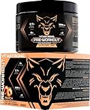 Vitastrong Pre Workout – Sehr kraftvoll mit Beta-Alanin, Koffein, L-Citrullin, Taurin und Vitaminen – Energie und Masse vor dem Training – 300 g (24 Portionen (1er-Packung), Peach)
