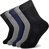 Hocerlu Warme Socken Herren, Thermosocken Dicke Wintersocken Frotteesohle WanderSocken WollSocken Geschenke für Herren im Winter 5 Paar - Gemütlich und Atmungsaktiv, EU-Größe 39-45