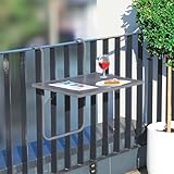 Schauer Balkonhängetisch klappbar 60x40 cm | Balkontisch zum Einhängen Balkon Hängetisch 3-Fach höhenverstellbarer Klapptisch Balkongeländer wetterfest Tischplatte | Weiß oder Grau (GRAU)