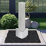 Gecheer Gartenbrunnen Säulenbrunnen Springbrunnen Garten Deko Brunnen Zierbrunnen Wasserspiel mit LED Beleuchtung Silbern 37,7x32,6x110 cm
