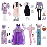 25 Puppen Kleidung und Zubehör, Kompatibel mit Barbie 1 Abendkleider 1 Fashion Set 1 Paillettenanzug 1 Ballett 1 Pulloveranzug 2 Kleider 5 Handtasche 8 Schuhe 1 Krone 3 Zubehör, für 11,5 Zoll Puppen