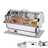 LVSEWOA Quadratischer Buffet-Chafer aus Edelstahl mit Warmhalteplatte, kommerzieller Speisenwärmer, ideal für Partys, Buffets, Catering, Abendessen zu Hause, Fußballspiele oder Bürotreffengn 1/3