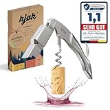 kjøk Premium Kellnermesser Edelstahl massiv und gebürstet mit Kapselschneider - Profi Sommeliermesser Weinöffner - edles Kellnerbesteck mit Korkenzieher, Flaschenöffner für Weinflaschen