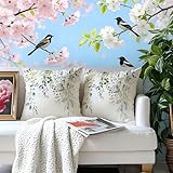 Gnoxaris Outdoor Kissenbezug Wasserfest Outdoor Kissen Wetterfest Dekorative Gartenkissen 45x45 cm Herabhängende Blätter Wasserdicht Kissenbezüge 2er Set für Garten Sofa Wohnzimmer Bett