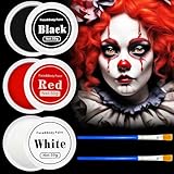 150g Halloween Schminke Schwarz Weiß Rot,Körperfarben,Karnevalsschminke,Halloween Spezialeffekt Make Up Set,Fasching Gesichtsfarben mit Pinseln für Erwachsene Kinder,Cosplay Clown