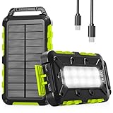 WOWMVP Solar Powerbank 26800mAh, PD15W Tragbare Solar Ladegerät USB C Externer Akku Outdoor Wasserdichtes mit LED-Licht und 3 Ausgängen für Smartphones Tablets Camping (Grün)