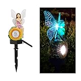 Solarbetriebene Lampe für den Außenbereich, Garten, Straßenlaterne, Sonnenblume, Fee