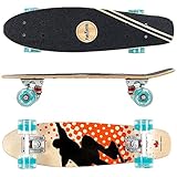FunTomia Mini-Board Cruiser Skateboard 57cm aus 7-lagigem kanadischem Ahornholz inkl. ABEC-9 Kugellager - mit oder Ohne LED Rollen
