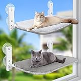 GUUSII HOME 2PCS Katzen Fensterliege Hängematte Fenster Katzenbett Fensterbank Katzenliege Faltbare Fensterplätze Kabelloses Katzenhängebett mit Starken Saugnäpfen 52 * 30cm Hält 25kg (Hellgrau,M)