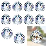 Kristalle zum Aufhängen, 10 Stück Sonnenfänger Kristall, 30mm Kristallprismen-Kugel, Suncatcher Kristall für Kronleuchter Anhänger, Fenster Ornament Handwerk Deko