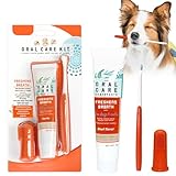 Zahnpflege Hund Set,Hundezahnpasta Gegen Zahnstein,Zahnbürste für Hunde und Katzen,Hundezahnpasta Gegen Zahnstein,Hundezahnbürste und Fingerzahnbürste,Entfernt Plaque und Mundgeruch.