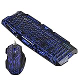 Flisdtry J60 Gaming-Tastatur-Maus, Anti-Ghosting, verstellbar, bunte Hintergrundbeleuchtung, für Desktop, Notebook, Laptop, PC, Computer