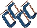 4 Stück Profi C-Schraubzwinge 50mm robust Stahl-Gewinde verkupfert gegen Schweißperlenbesatz