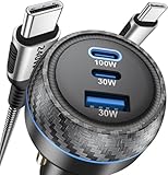 130W USB C Car Charger, PD 100W +PD 30W Type C Car Charger Adapter, Fast Charging Car Charger Compatible for iPhone 16 15 14 pro Max Samsung Galaxy S24/23 iPad MacBook Pro Air Type-C Laptop Pixel