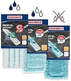 Leifheit 3er Set Wischbezug Profi XL micro duo, super soft & static plus, verschiedene Ersatzbezüge für alle Bodenarten, Wischüberzug für Parkett, Laminat, Fliesen und zum trockenen Staubwischen