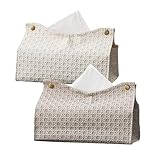 Counius 2 Stück Taschentücher Box,Taschentuchbox Aus Pu Leder,Rechteckige Moderner Kosmetiktücherbox Tissue Box Serviettenspender Nachfüllbar Servietten Organizer Für Zuhause Büro Badezimmer Auto
