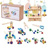 Nhujevkom Kinder Werkzeug Set, Realistisches Holz Bauwerkzeug Für Rollenspiele, Konstruktionsspiele Für Kinder Mädchen Homeschool Klassenzimmer Indoor Outdoor Garten Spielzimmer
