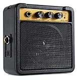 Rocktile GA-5 Jimi Mini-Gitarrenverstärker (5 Watt Batterieverstärker, mit Umhängegurt und Gürtelclip, Betrieb mit Batterie oder Netzteil möglich) schwarz
