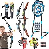 LED Bogenschieß-Set für Kinder 4-12 Jahre – Inkl. Bogen & Pfeilen, Stehendes Ziel – Perfektes Outdoor-Sportspielzeug für Jungen & Mädchen (Blau/Grün)