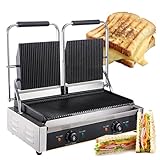 KLYDBMYT Panini Press Grill, Sandwich Maker da Interno, Con Impostazione Della Temperatura, Griglia per Bistecche Antiaderente, Con Vaschetta per Olio Rimovibile, per Verdure, Carni, 813A-220V