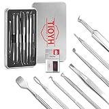 Mitesserentferner Komedonenquetscher Set,Mitesser Entferner,Hochwertiger Blackhead Remover,Akne Entferner, Pinzetten Set mit Metallgehäuse(Silber)
