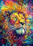 FLAJZ Malen Nach Zahlen Erwachsene, DIY handgemaltes Ölgemälde Set für Anfänger und Erwachsene, Acrylfarbe, Löwe Kindergemälde, kreative Heimdekoration, Geschenk, Weihnachten