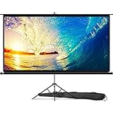 Beamer Leinwand mit Stativ 100 Zoll – Projektor Leinwand für Indoor und Outdoor für Film und Büropräsentationen – 16:9 HD Premium knitterfreier Leinwand Ständer mit Tragetasche und festem Riemen