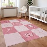 SIMPEX KinderTeppich, Prinzessin-Design, Teppich Rosa, 80 x 120 cm, Teppich für Kinder, Teppich Kinderzimmer