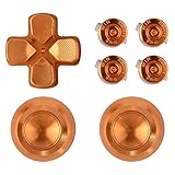eXtremeRate Knöpfe Thumbsticks D-Pad Steuerkreuz aus Aluminium für ps4 Controller,Tasten Bundle Munition Thumbsticks Bullets Kappen Zubehör für ps4 Pro Slim(Gold)