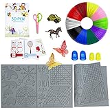 CHZIMADE 3D Druck Stift Zeichenwerkzeug Silikon Matte Schablone, 3D Stift Vorlage, 3D Stift Filament PLA, mit 4 Finger Protektoren und Schere, 3D Druck Stift Zubehör für Kinder und Anfänger