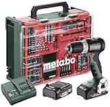 metabo Akku-Bohrschrauber BS 18 L BL Set - 18 V, 65 Nm Drehmoment - LED-Licht, Gürtelhaken, kompakt & kraftvoll für Bohren & Schrauben - Inkl. 2 Akkus 2.0 Ah, Ladegerät, 74-tlg. Zubehör und Koffer