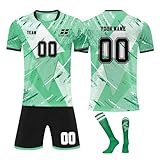 Generisch Personalisierte Fussball Trikot Kinder, Fussball Trikot Jungen Herren mit eigenem Namen Logo Nummer, Fußball Trikot Shorts Und Sockens Set