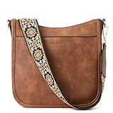 BOSTANTEN Handtasche Damen Mittelgroß Umhängetasche Crossbody Bags Leder Schultertasche für Frauen Shopper Tasche mit Verstellbarem Farbigem Riemen Braun