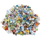 MUXHEL 1000g / 1Kg Mosaiksteine Bunt, 1 x 1cm Mosaiksteine zum Basteln, Mosaik Steine Bunt, Kristall-Mosaik-Fliesen, Glasmosaiksteine Bastelmix, Glasmosaiksteine bunt für Heim Deko, Kunsthandwerk