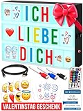 Light Box Kinder mit Farbwechsel - Lightbox mit Buchstaben, Leuchtkasten mit Buchstaben Set 386 Schwarz & Farbige Buchstaben&Emoji & 2 Marker, Lichtbox Deko Teenager Mädchen, Zur Wandmontage geeignet