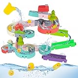 KalaDuck 62 PCS Entenrutsche Badespielzeug, DIY Wasserrutsche Badeschiene Spielzeug für Kinder im Alter von 4-8, Wandbadewanne Spielzeug für Kleinkinder Jungen und Mädchen